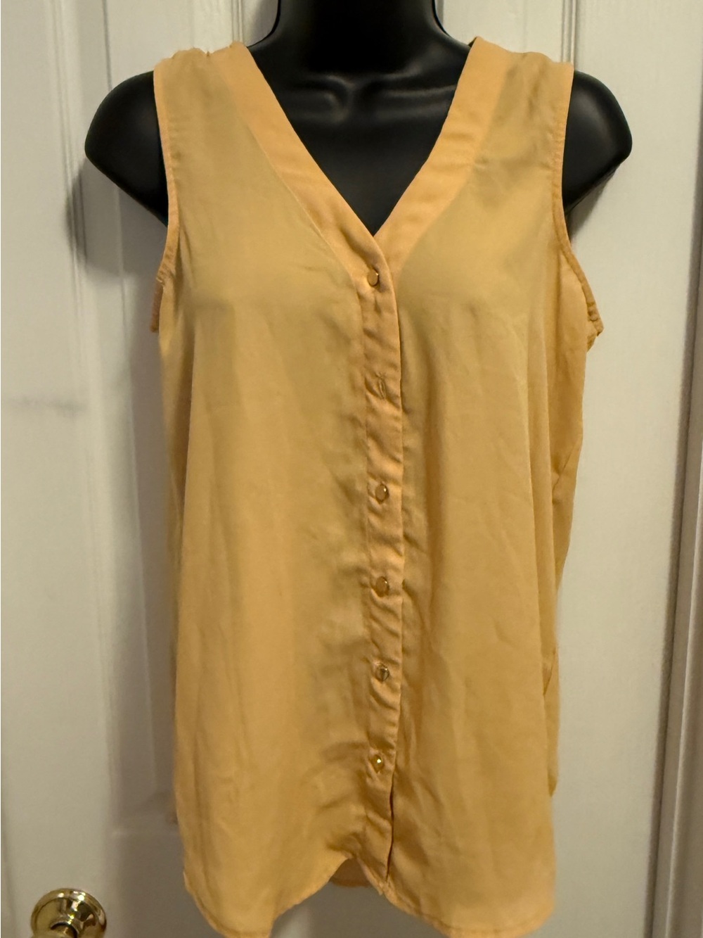 Maurice’s Mustard Sleeveless V-Neck Button Front Top